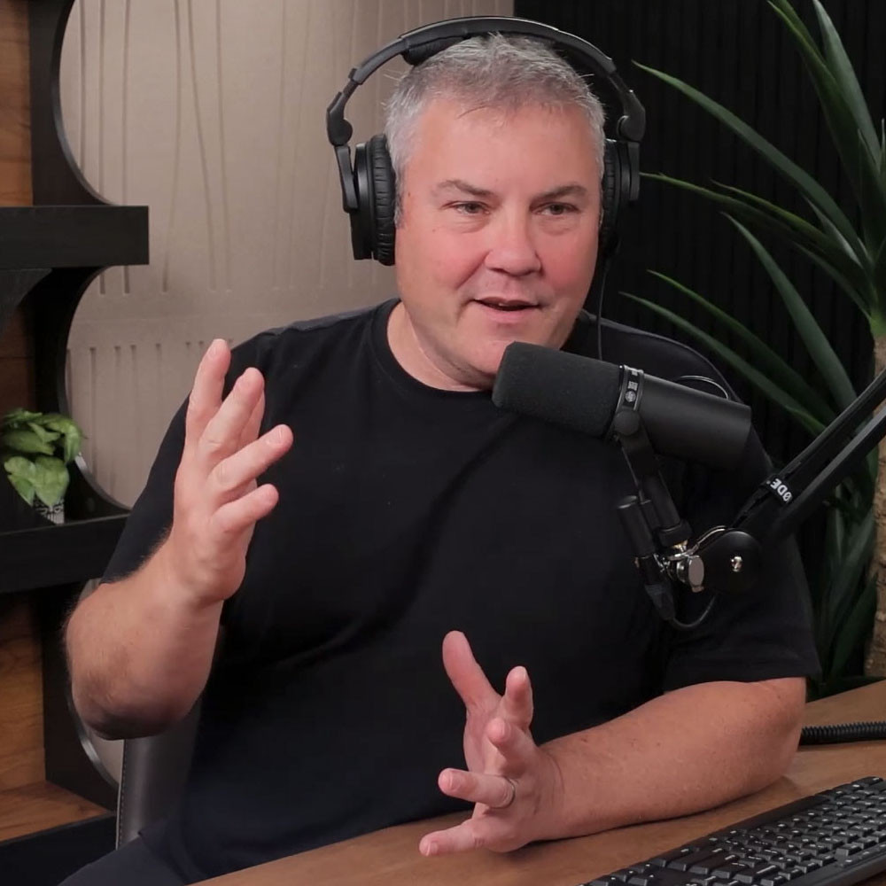 Lance Fisher engaging in a podcast